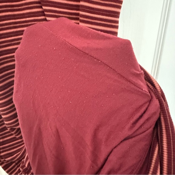 Marine Layer Medium Lexi Rib Daytime Midi Dress in Ruby Wine Multi Stripe - Picture 9 of 11